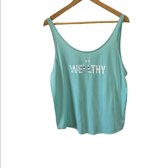 UNDER ARMOUR Heat Gear Loose Fit Metallic Graphic Scoop Neck Work Out Tank Top L - Picture 1 of 7